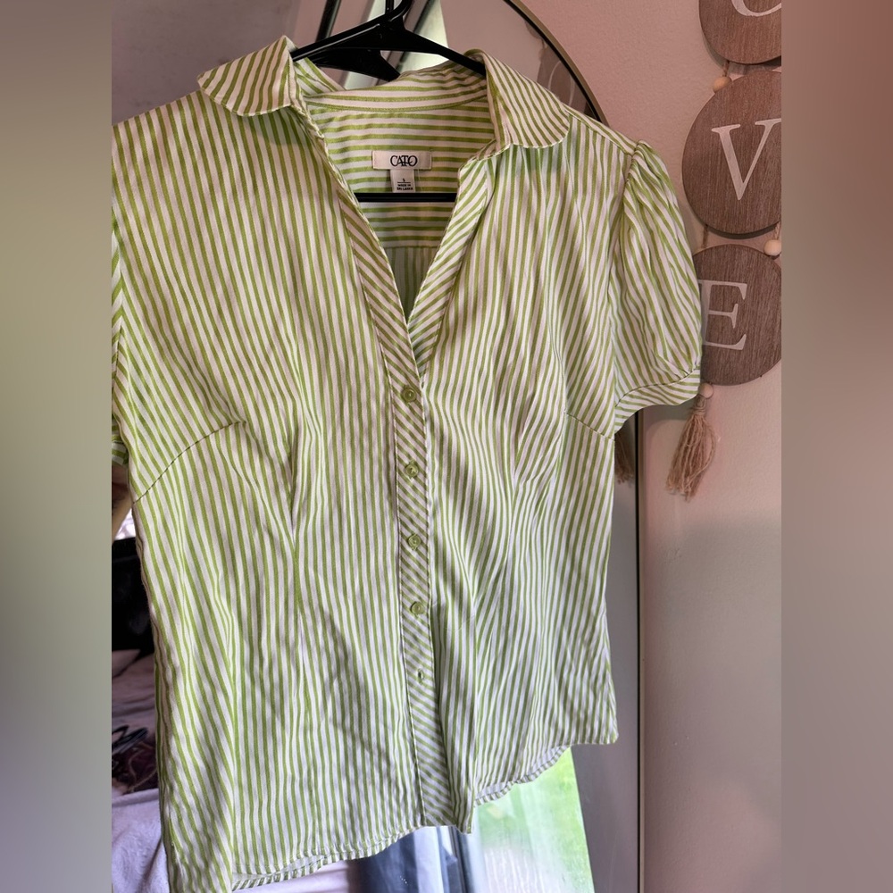 Cato Green Striped Camisole Top